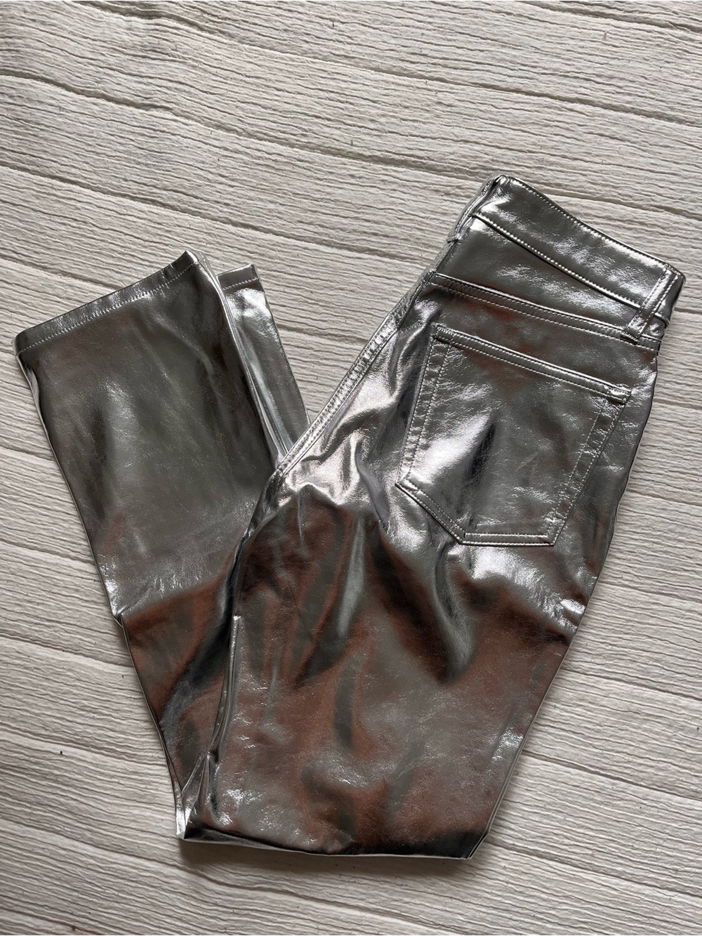 GAP Metallic Silver Straight Leg Jeans